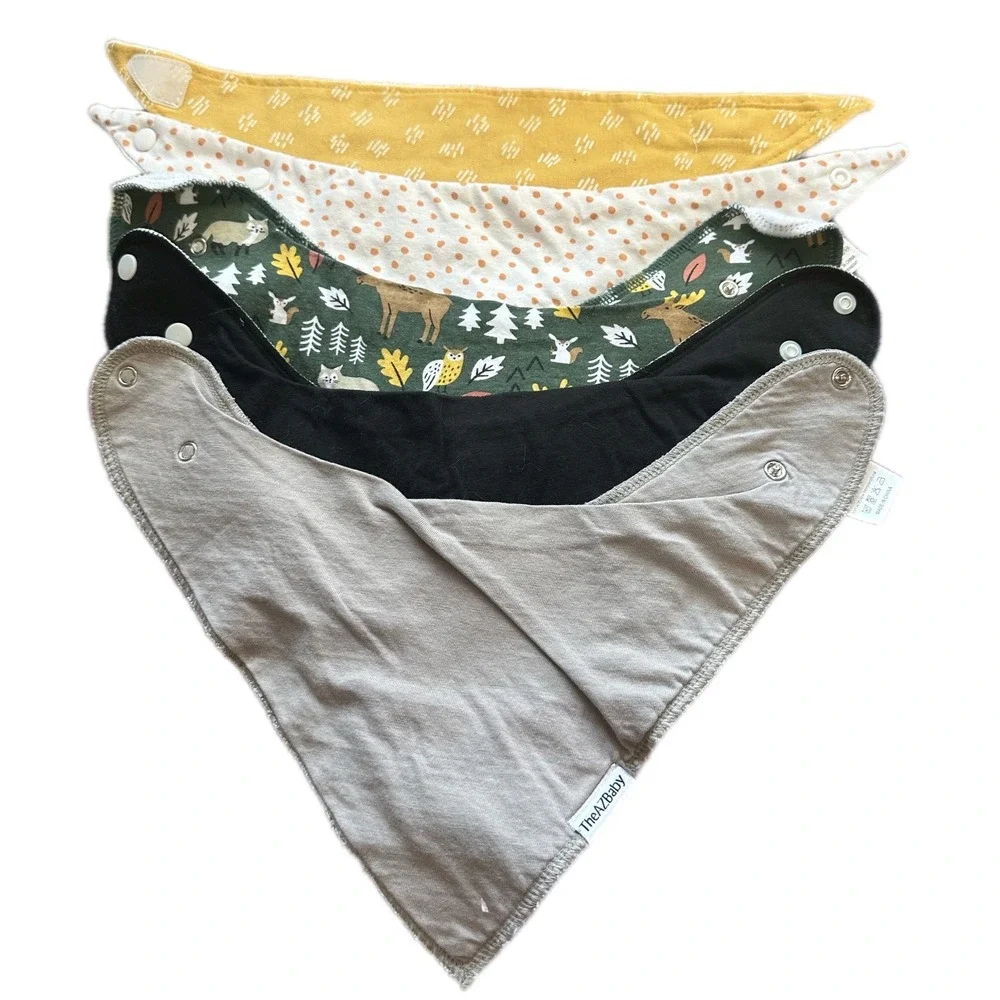 Mixed Brand Bandana Bibs Kids OS Multicolor Excellent‎ Teether Woodland 5Pk